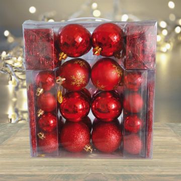 Kerstballen 62 delig Rood