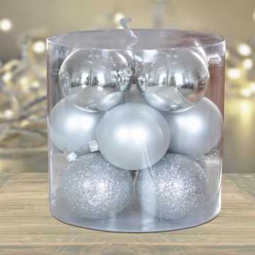 Kerstballen onbreekbaar 7 cm Zilver