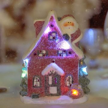 Kersthuisje kerstman ledverlichting dark