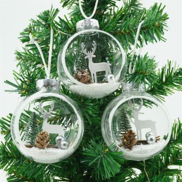 Kerstballen Hert 8cm Onbreekbaar set van 3