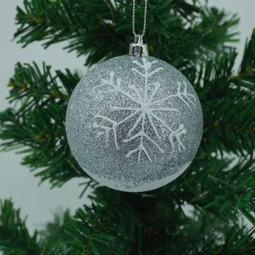 Kerstbal zilver sneeuwvlok 8cm