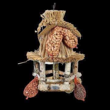 FB850 Voedertafel met rieten dak inclusief vogelvoer