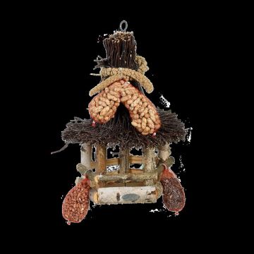 FB851 Voedertafel met dak van berkentwijgen inclusief vogelvoer