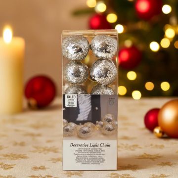 Kerstball led Silver x 10