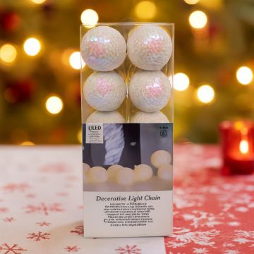 Kerstballen wit Led x 10