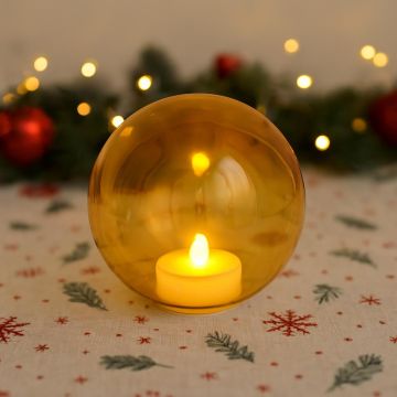 Kerstbal ledkaars geel